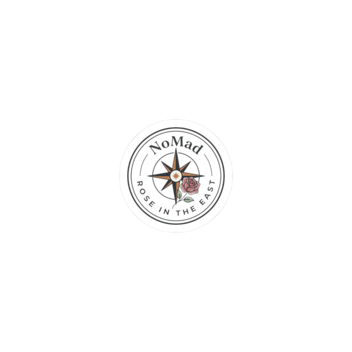NoMad Compass Rose Kiss-Cut Sticker — 'Rose in the East' Vintage Travel Decal