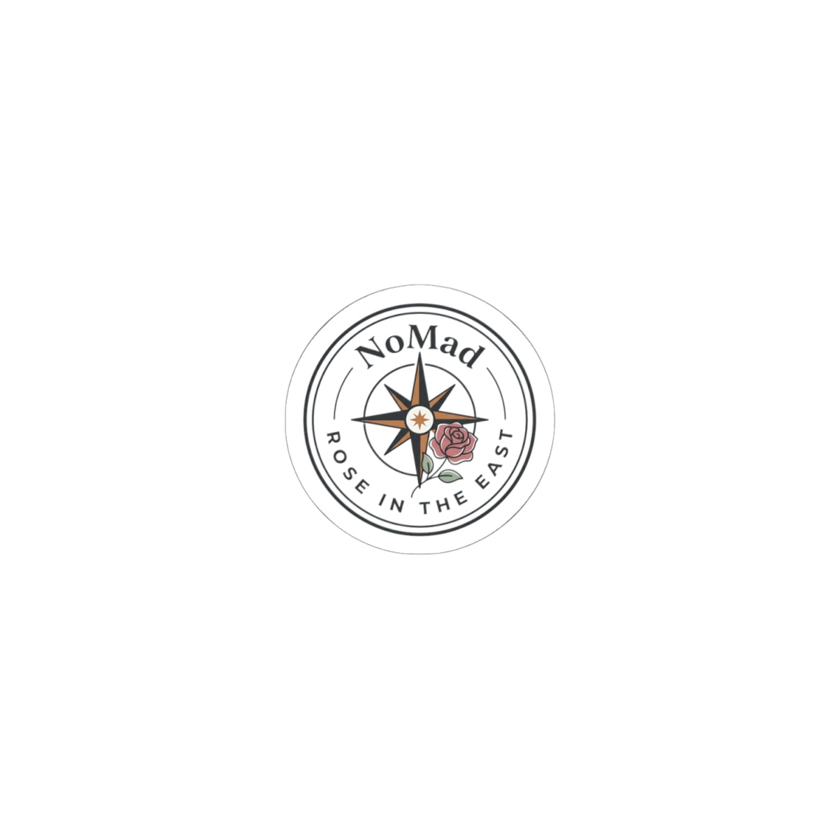 NoMad Compass Rose Kiss-Cut Sticker — 'Rose in the East' Vintage Travel Decal