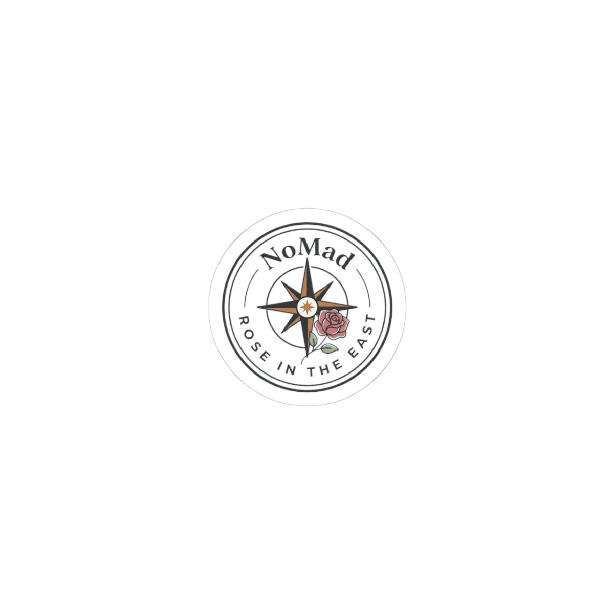 NoMad Compass Rose Kiss-Cut Sticker — 'Rose in the East' Vintage Travel Decal