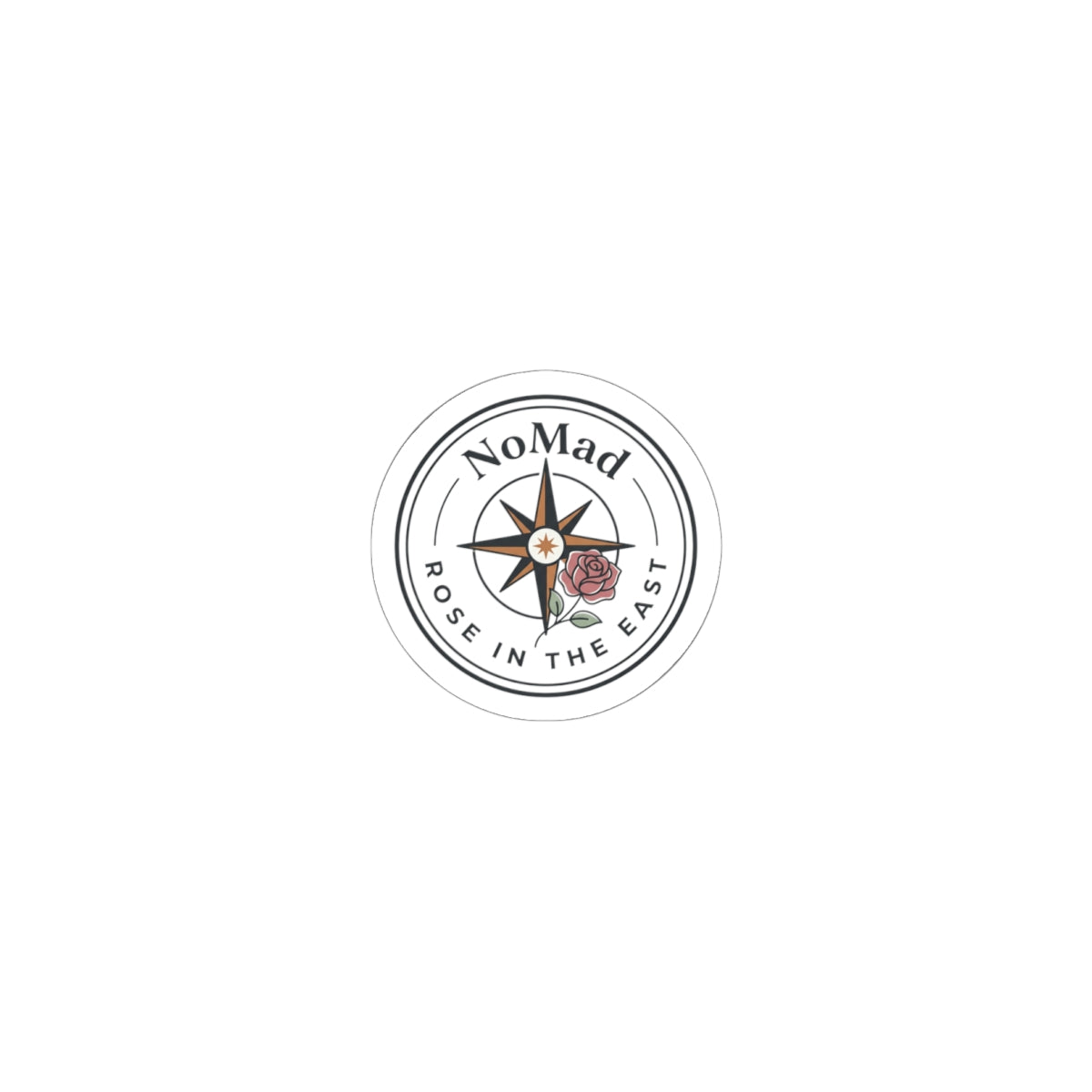 NoMad Compass Rose Kiss-Cut Sticker — 'Rose in the East' Vintage Travel Decal