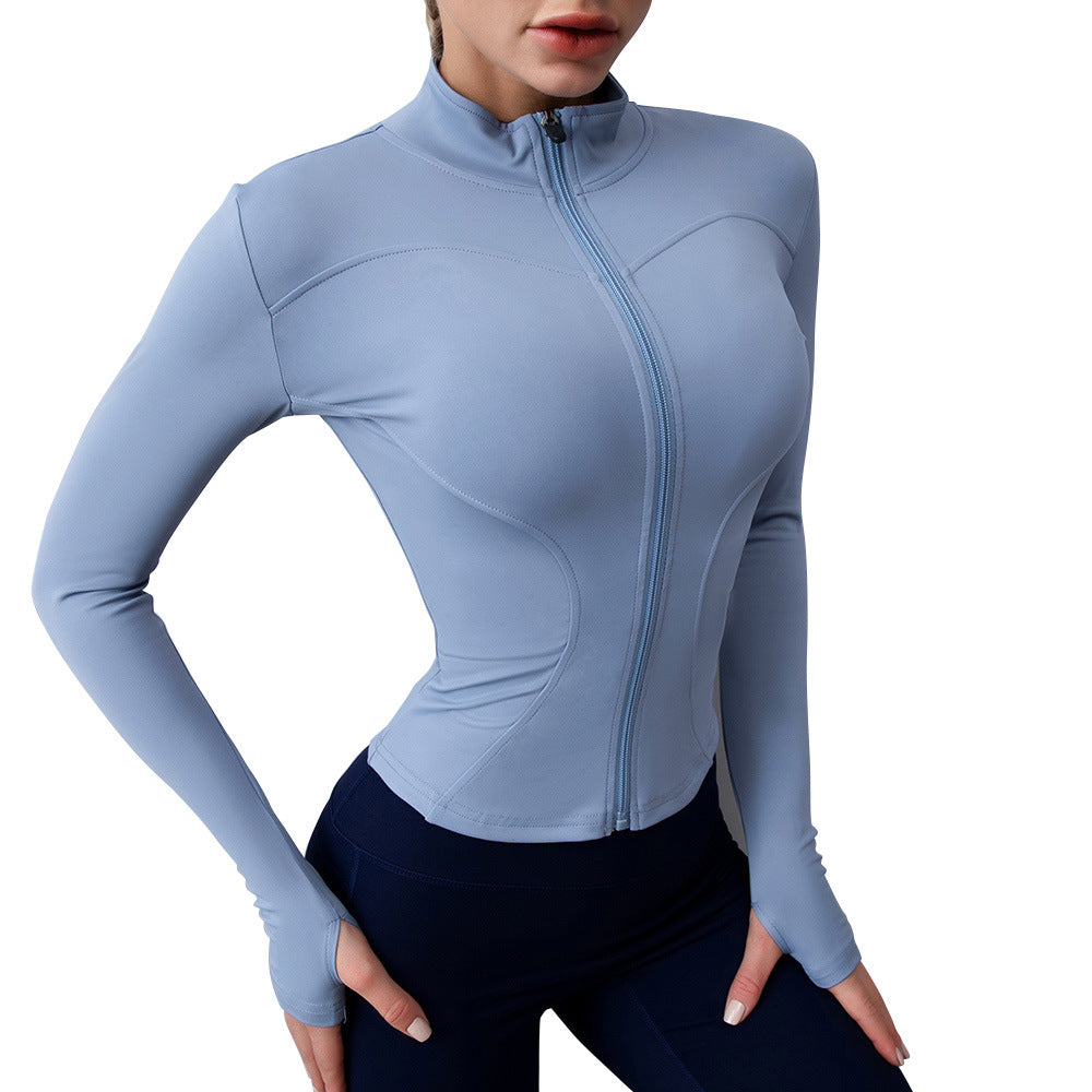 Women's Zip-Up Long Sleeve Yoga Jacket for Fitness